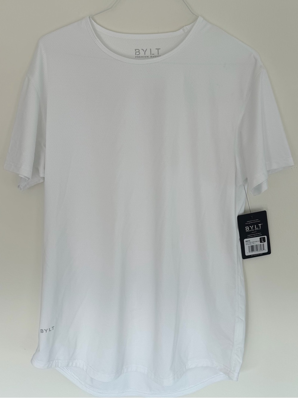 BYLT Men’s Drop-Cut: LARGE Pulse T Shirt  White